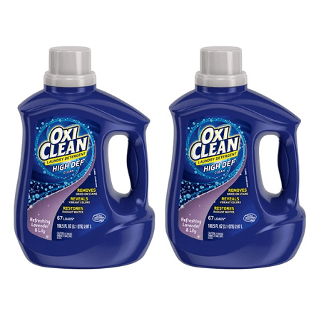 (2 pack) OxiClean Liquid Laundry Detergent, Refreshing Lavender & Lily Scent, 100.5