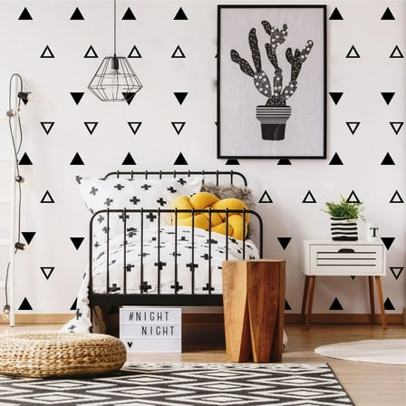 150 Pcs Geometric Triangles Black Decals Removable Wall Stickers Vinyl Peel and Stick Living Room Bedroom Coffee Shop Decor