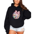 thumbnail image 2 of Disco Volleyball Coquette Bow Hoodie for Women & Girls Game Day, Black Hoodie, S, 2 of 8