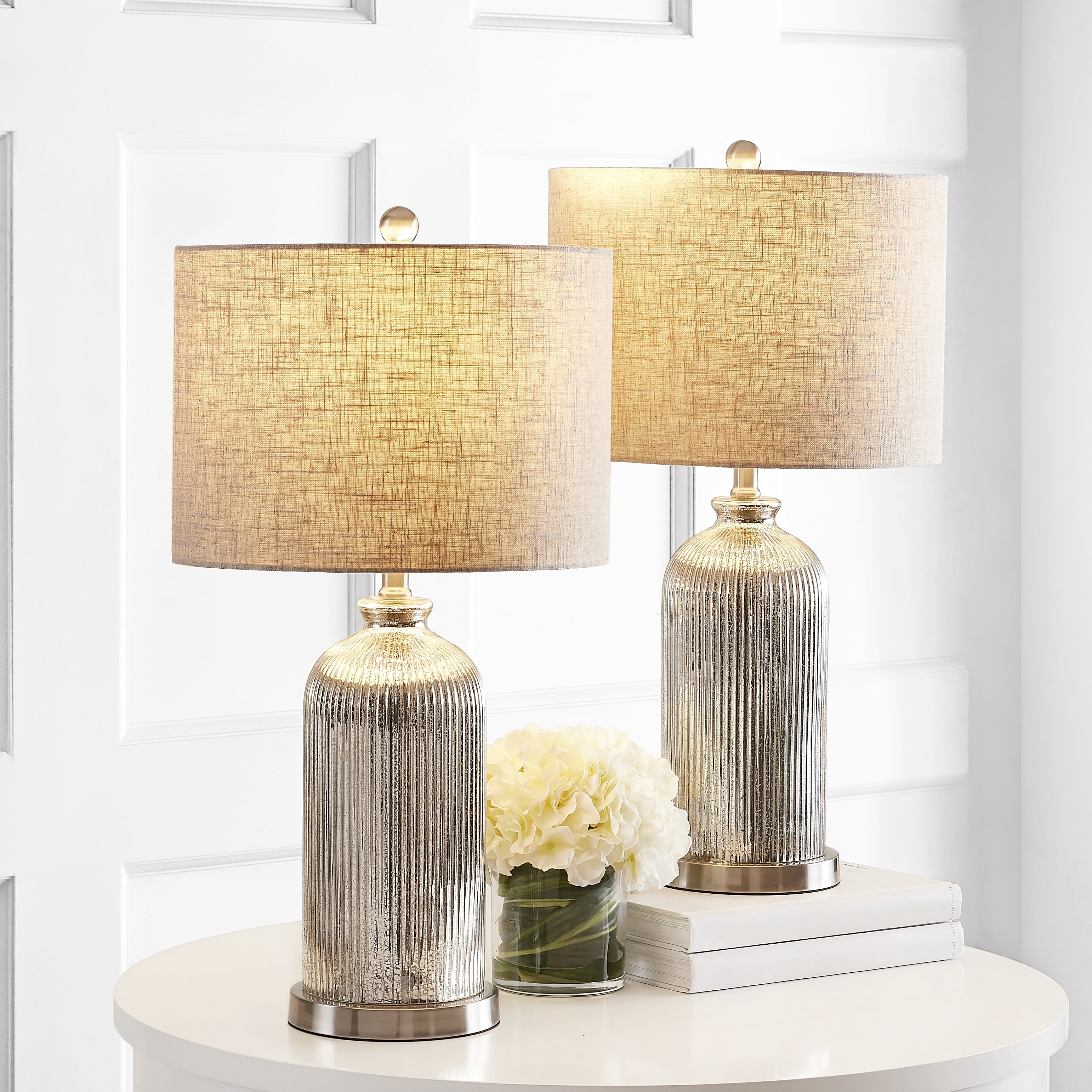 SAFAVIEH Ashson Rustic 26 in. H Table Lamp, Silver/Ivory