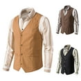 thumbnail image 2 of Spring And Summer New Wholesale Men's Vest Solid Color European Size Single-Breasted V-Neck Retro Vest Men's Vest, 2 of 3
