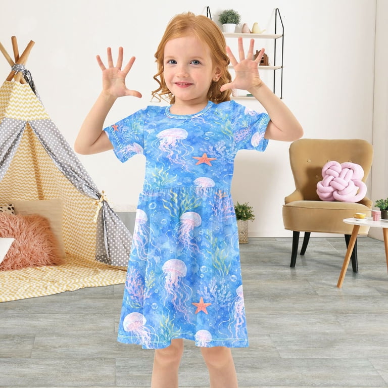 pastel toddler dress Dream Blossom Bamboo Baby Toddler Dress -Watercolor Floral 3T