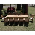 thumbnail image 4 of Teak Dining Set:12 Seater 13 Pc - Large 117" Mas Trestle Leg Rectangle Table and 12 Hari Stacking Arm Chairs Outdoor Patio Grade-A Teak Wood WholesaleTeak #WMDSHR8, 4 of 4