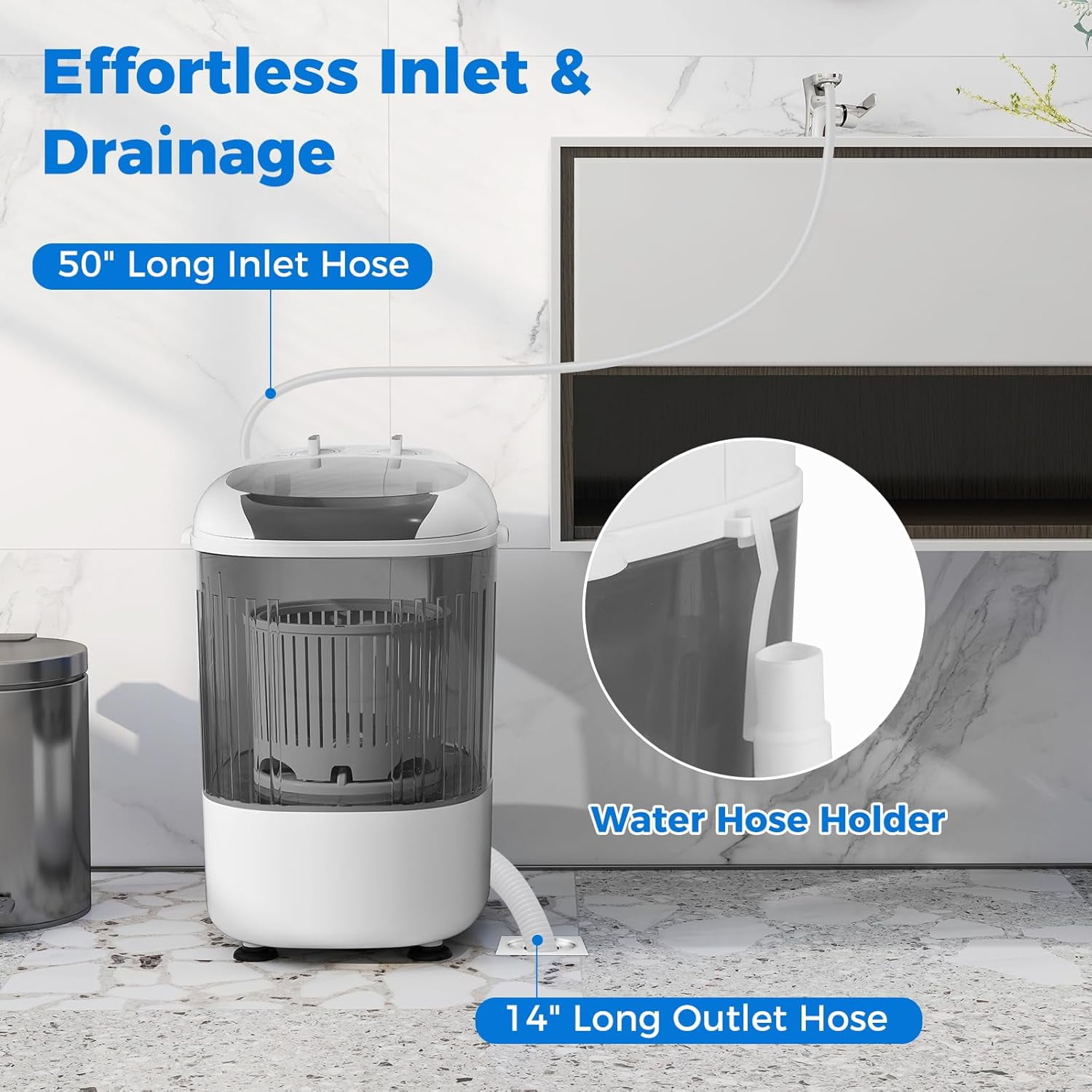 Mini Portable Washing Machine, 5.5 lbs Capacity, Compact Laundry Washer with Spin Tub & Drain Hose, Perfect for Apartment Dorms RV Home (Grey)