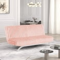 thumbnail image 2 of Furniture of America Chrisle Convertible Chenille Futon Sofa Bed, Pink, 2 of 5