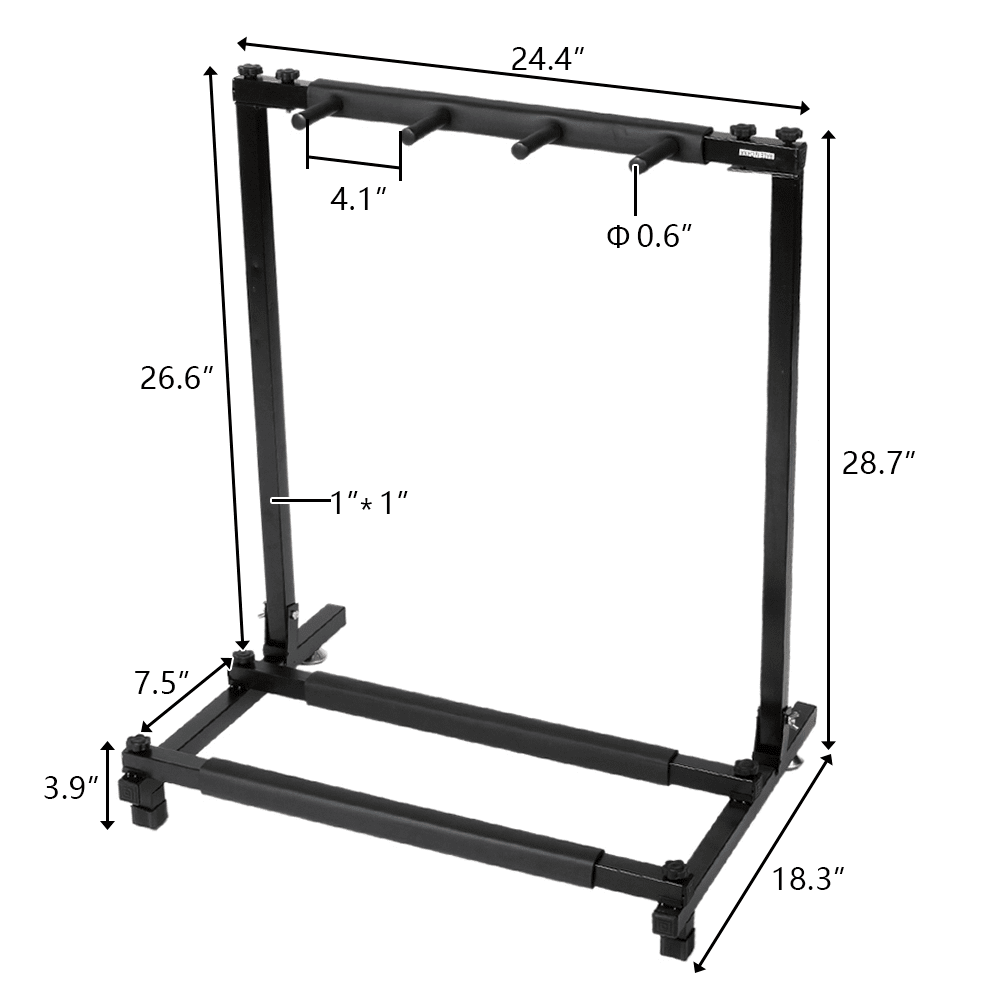 Tcbosik Guitar Stand Rack with Folding Design for 3 Guitars, Portable Display Holder for Guitar & Bass, Studio & Home, Black