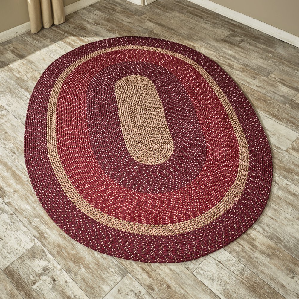 Farmhouse Braided Rug Large Decorative Floor Area Rug Burgundy