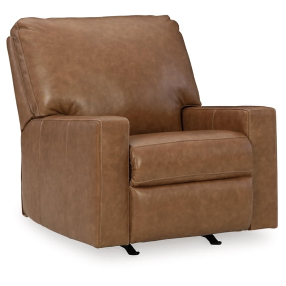 Bowery Hill Leather Contemporary Pull-tab Reclining Motion Caramel Recliner