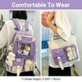 thumbnail image 4 of Sanmadrola 5PCS School Backpacks Cute Plush Bear Backpack Set with Pendants and Pins Accessories Kawaii Laptop Bag School Bags, Purple, 4 of 8