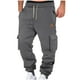thumbnail image 1 of Penkiiy Men Pantalones de deporte Joggers Fleece Baggy Pantalones de deporte Cargo Pierna recta Cintura elástica Pantalones de deporte Casual Cordón de dibujo Pantalones de deporte 3XL Gris oscuro, 1 of 6