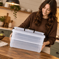 Stackable Interlocking Storage Box Black 2-Tier Plastic Stackable Storage Container Box with Carry Handle ...