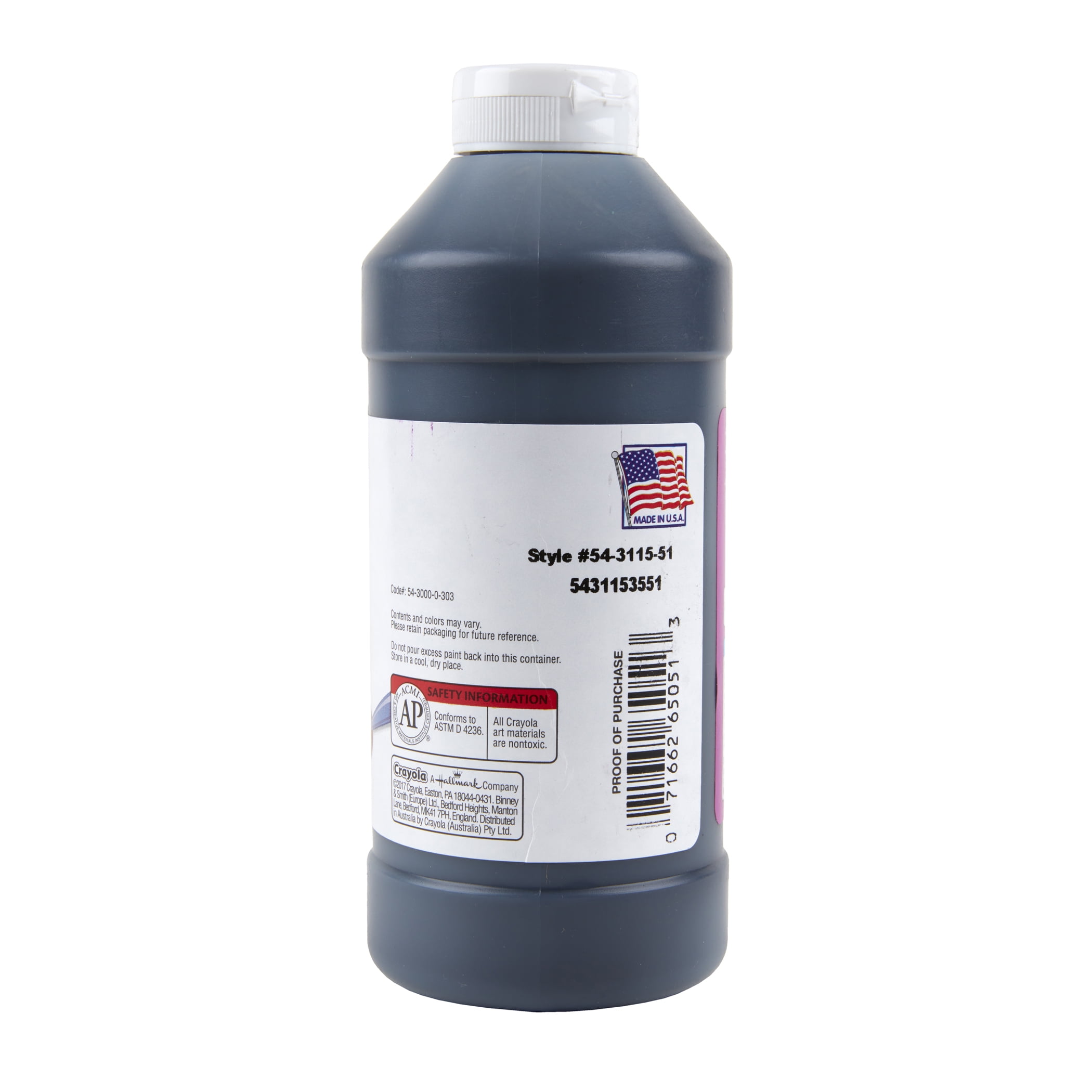 Crayola Artista II Washable Liquid Tempera Paint, Black, 16 oz. Bottles, Pack of 6