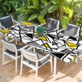 thumbnail image 2 of Yellow Black Geometric Table Cloths for 8 Foot Rectangle Tables, Abstract Art Modern Line Patio Waterproof Elastic Fitted Tablecloths, Washable Rectangular Table Cover for Camping, 2 of 8