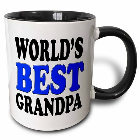 3dRose World�s Best Grandpa, Blue, - Two Tone Black Mug,