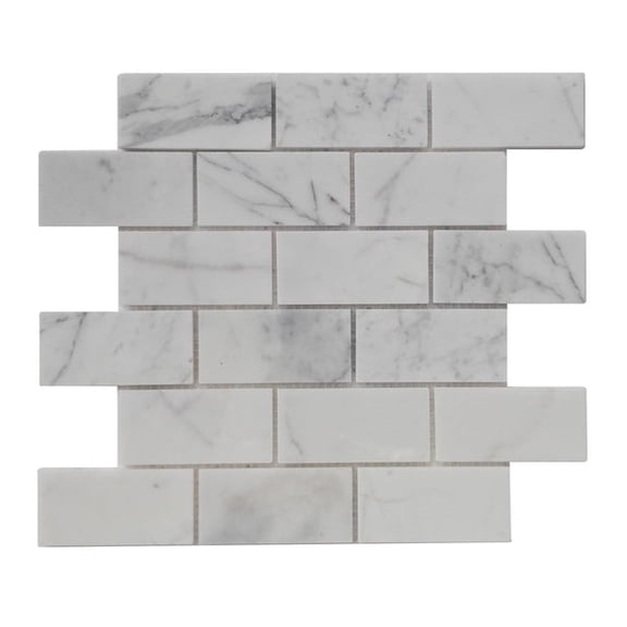 Calacatta 12-in x 12-in Polished Marble Mosaic Floor and Wall Tile(5-sq. ft/ Box)