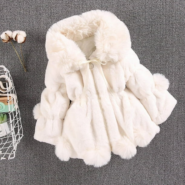 Suéter de lana de otoño e invierno para niñas, ropa para niños, abrigo de algodón grueso con cuello de piel sintética grande y moda