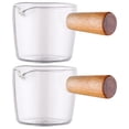thumbnail image 1 of 2Pcs Single Spout Pitcher Espresso Shot Glass Single Spout Espresso Measuring Cup with Wood Handle, 1 of 9