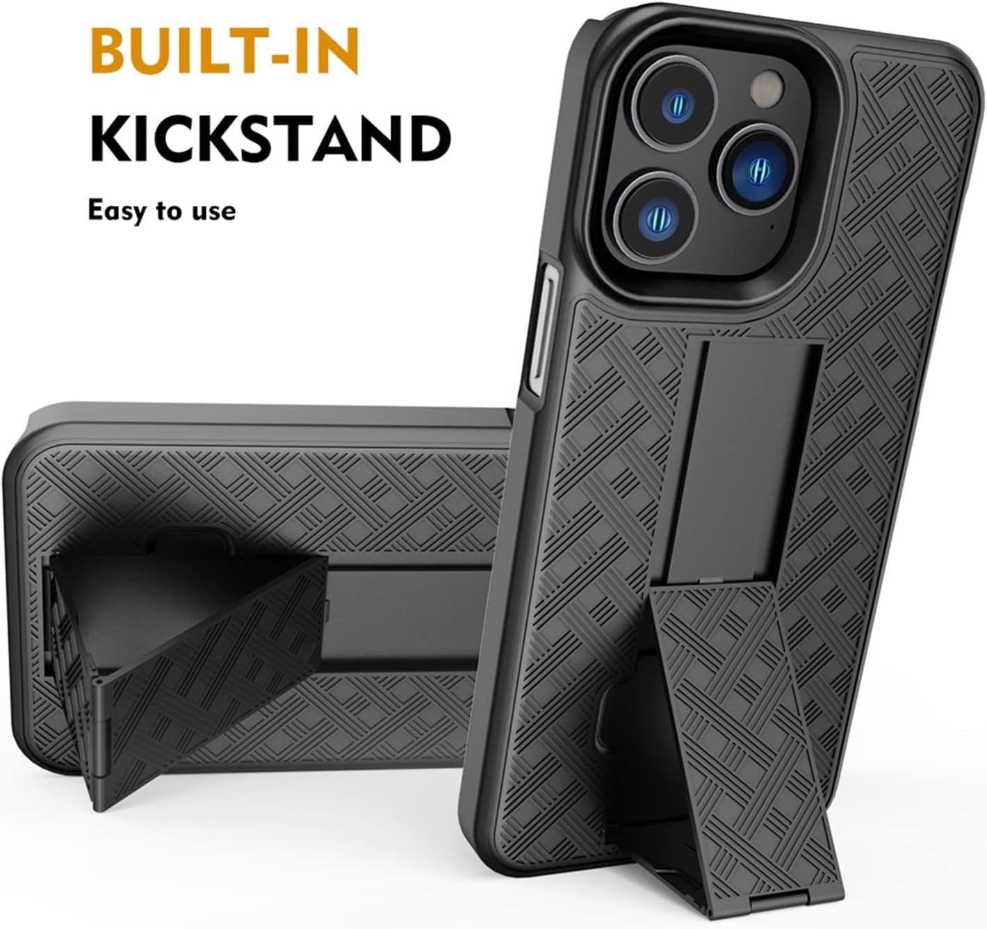 Case Belt Clip & Home Charger for iPhone 15 Pro - Holster Swivel Cover Kickstand and 18W Fast 6ft USB Cable Type-C Turbo Charge P3O for iPhone 15 Pro (6.1")