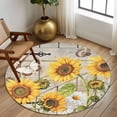thumbnail image 2 of Large Round Rug 8Ft Washable Non-Slip, Farm Flowers Circle Area Rugs for Living Room Bedroom, Retro Sunflowers Barn Doors Butterfly Wood Board Indoor Floor Mats Carpet Runner for Home Decor, 2 of 8