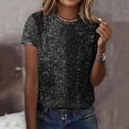thumbnail image 2 of Laqbezok Women's Shiny Sequin Short Sleeve Round Neck Sparkly Top, Party Disco Glitter Tee, Casual Fashion Outfit, 2 of 10