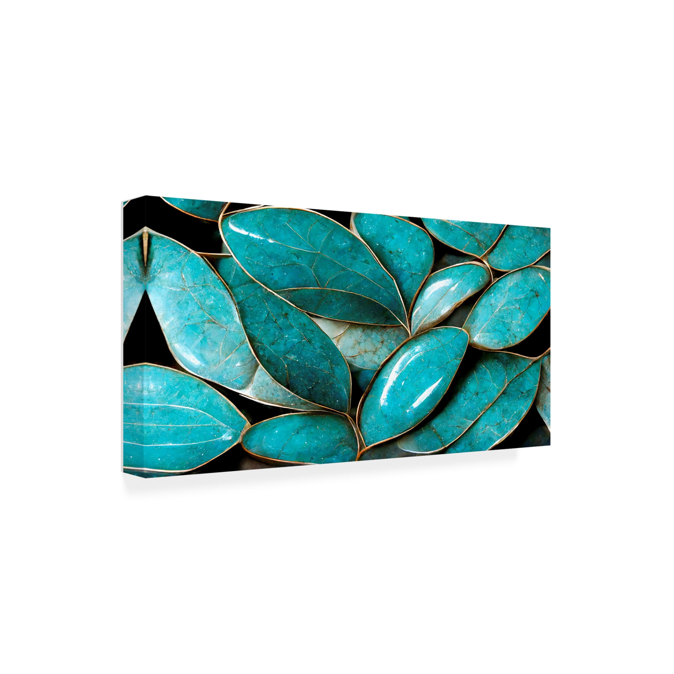 Canvas Wall Art - Treechild 'Turquoise Leafs' Wall Art for Living Room, Bedroom, or Office D?cor by Trademark Fine Art - 47 x 24 Inches