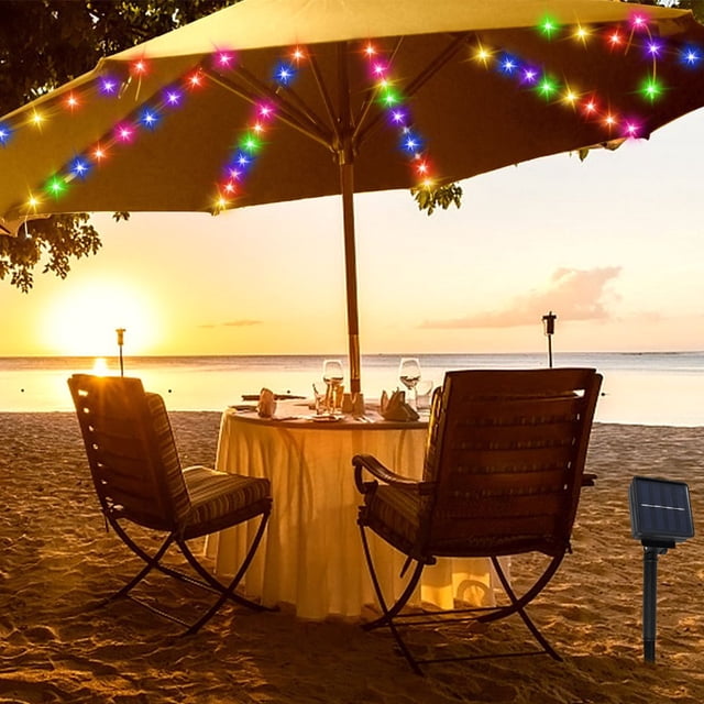 YOPTOP Solar Umbrella Lights 104 LEDs Parasol String Lights IP67 Waterproof Patio Umbrella Lights Auto ON/Off for Patio Garden Camping Party Decoration