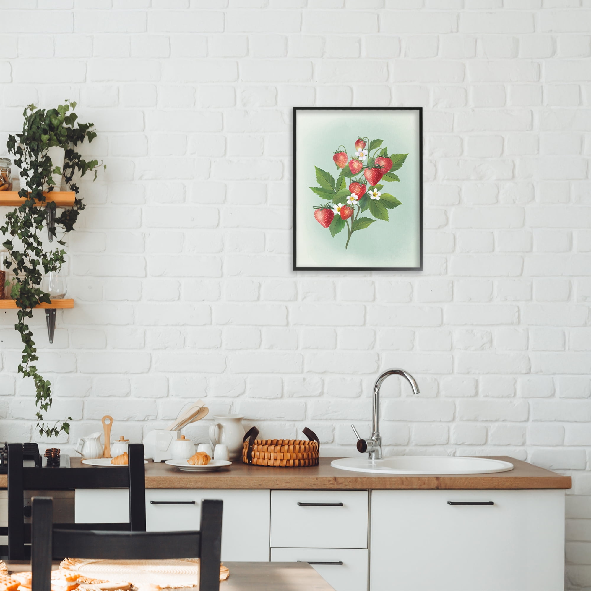 Stupell Industries Vintage Strawberry Bundle Black Framed Giclee Art, design by Diane Neukirch