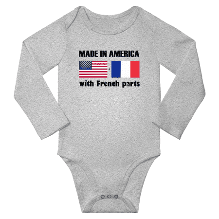 

Made in America With French Parts Baby Long Sleeve Romper (Gray 18 Months)