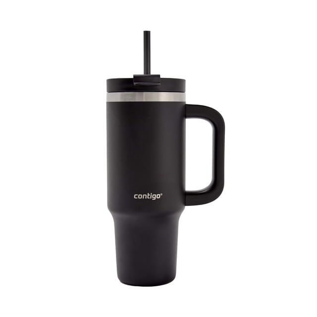 Black Contigo Streeterville 30 oz stainless steel leak-proof tumbler with handle and straw