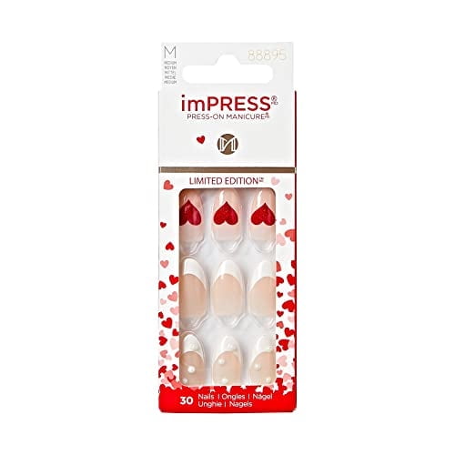 KISS imPRESS Press-On Manicure Limited Edition Valentine Nails, ‘Love Like This’, 30 Count