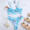 thumbnail image 3 of DOPI Women Push Up High Cut Hight Waist Bikini Set Two Piece Water Color Swimsuit, 3 of 6
