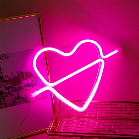 

Yedhsi Night Lights USB Battery Box Heart Shape Latex Neon Light Atmosphere Night Light