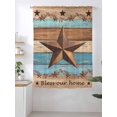 thumbnail image 2 of Sheer Curtains 63 Inch Length, Western Texas Star Retro Semi Sheer Curtains Light Filtering Window Treatment, Country Farmhouse Light Blue Brown Wooden Privacy Voile Drapes 52x63 Inch, 2 of 7