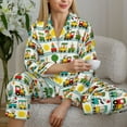 thumbnail image 6 of Fotbe Train With Animals Pattern Long Sleeve Pajama Set for Women,Sleepwear Set,2-piece Loungewear Set,Soft PJs Comfy Nightwear with Pockets -Large, 6 of 7