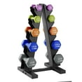 thumbnail image 1 of HolaHatha 3, 5, 8, 10, & 12 lb Neoprene Hexagon Dumbbell Weight Set w/ Stand, 1 of 5