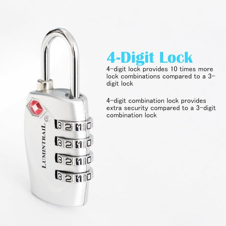 TSA Approved Lock for Luggage or Suitcase, Easy-to-Read 3 Digit Person –  Lumintrail