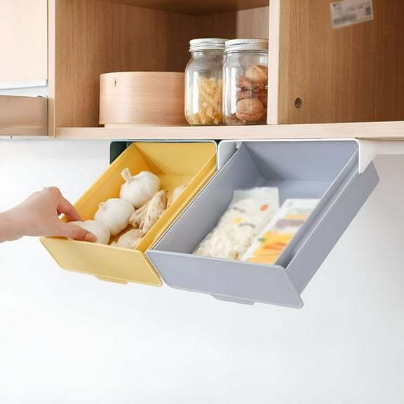 ACDANC Pull Out Cabinet Organizer Under Shelf Drawer Sliding Drawer Storage Box For Kitchen,Bathroom,Home (Gray,L:23.722.87.0cm)