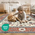 thumbnail image 4 of ODIKA 8'x10' Washable Area Rug Boho Large Vintage Oushak Border Cream Farmhouse Bohemian Medium for Dining Room, Office, Lounge, Non-Slip Chair-Friendly Mat, 4 of 7