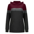 thumbnail image 2 of Color Block Ribbed Hoodies for Women Fall Winter Long Sleeve Hooded Sweatshirt with Pockets Pullover Tops, 2 of 4