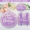 thumbnail image 5 of Birthday Party Tableware, Happy Birthday Plates Set Birthday Cutlery Including Birthday Paper Plates Birthday Napkins Forks and Tablecloth for Birthday Supplies, Purple, 5 of 7