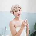 thumbnail image 5 of Lilgiuy Summer Savings Clearance! Household Double-layer Shower Cap- Thickened Women Oil Resistanted Shampoo Shower Cap, 5 of 5