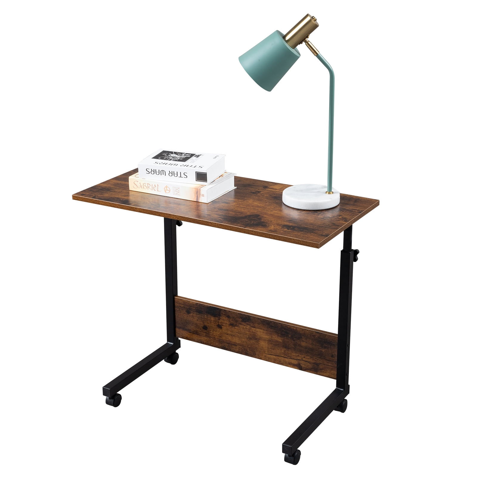 Side Table with Baffle, Rolling & Height adjustable P2 15MM Chipboard & Steel, Wood 80cm
