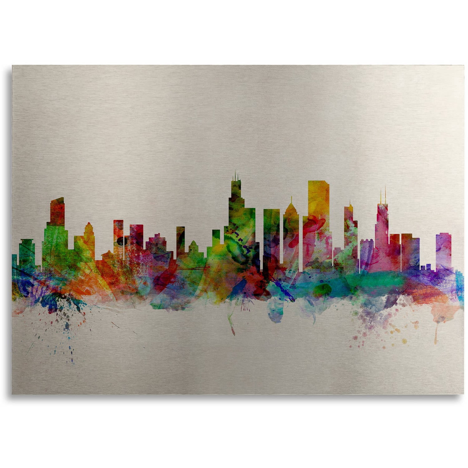 Trademark Fine Art "Chicago Illinois" Brushed Aluminum Wall Art Art by Michael Tompsett 16" x 22"