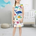 thumbnail image 2 of Robes pour Adolescents Manches Courtes Col Rond Imprimé Animal Été Mode Décontractée Robe Blanche 10-11 Ans, 2 of 4