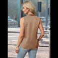 thumbnail image 4 of Camiseta Sin Mangas de Verano para Mujer, de Satén de Seda, con Cuello en V, Informal, de Negocios, Color Caqui, Talla L, 4 of 7