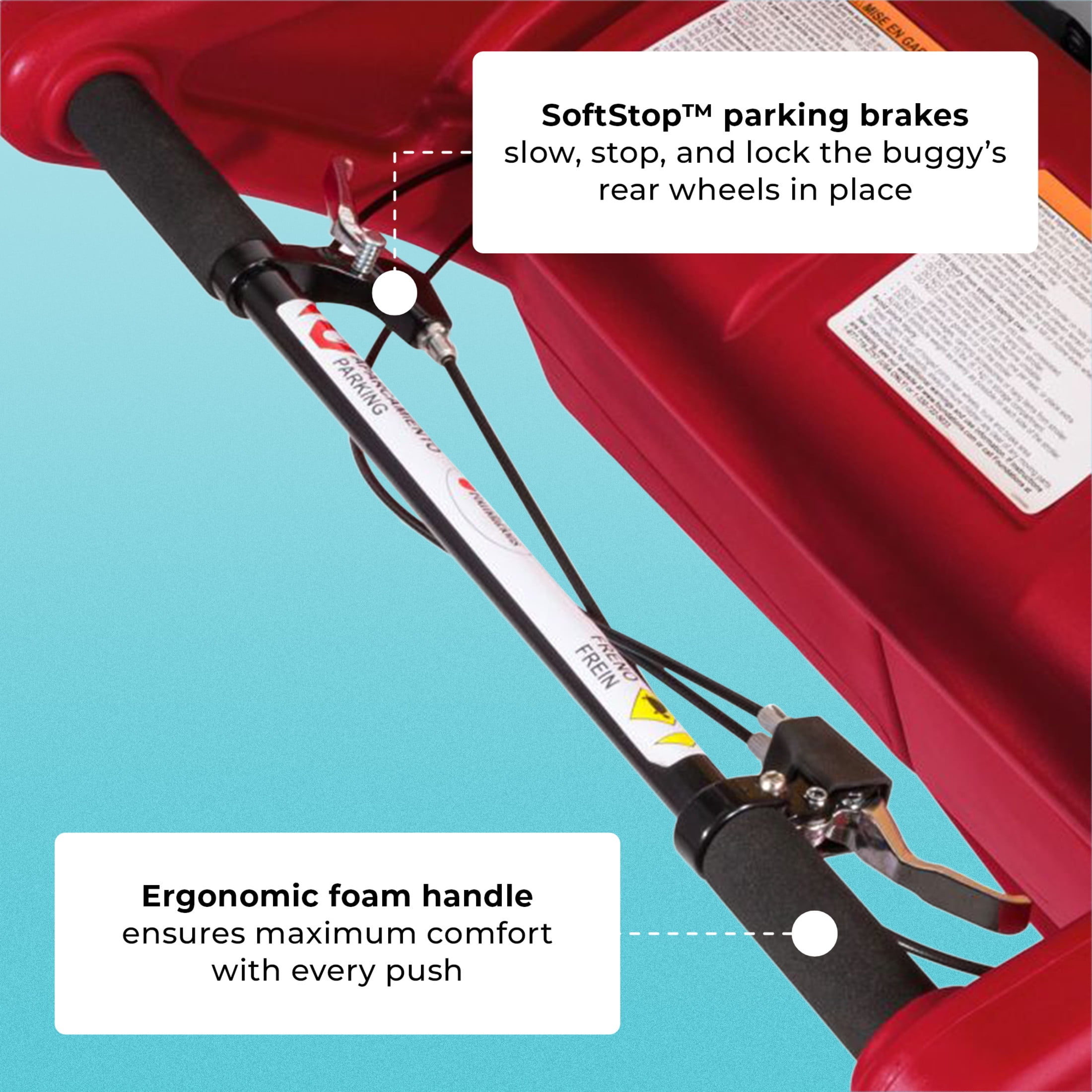 Foundations Gaggle Parade 6-Seat Buggy Stroller, Durable Multi-Child Daycare Stroller with Safety Harnesses, Red/Gray