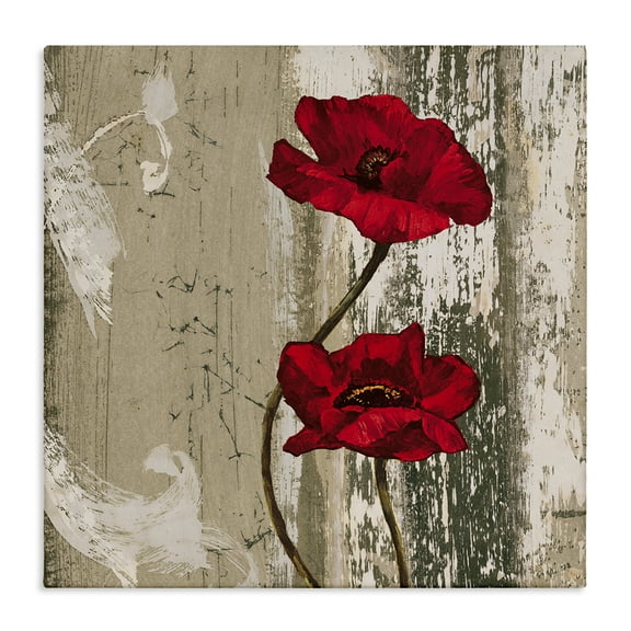 Stupell Industries Red Anemones Duo Plants & Flowers Painting Wrapped Canvas Art Print Wall Art, 17 x 17