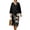 Black and White - Dragonfly Lotus, variant on DISNIMO Dragonfly Lotus Print Women Casual Maxi Dresses V Neck Loose Dress Lightweight 3/4 Sleeve Shift Dress Fashion Fall Dresses for Women, S