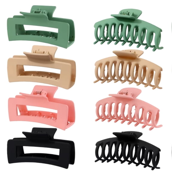 Claw Hair Clips for Women,Hair Clips Claw,4.3 inch Clip Claw,8 Pcs Large Matte Claw Hair Clips for Women,Versatile Styling for Thick & Thin Hair(Green, Khaki, Pink, Black)