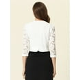 thumbnail image 3 of DARING DIVA Women's Lace Panel Crop Bolero Shrug Dress for Work Office M White, 3 of 7